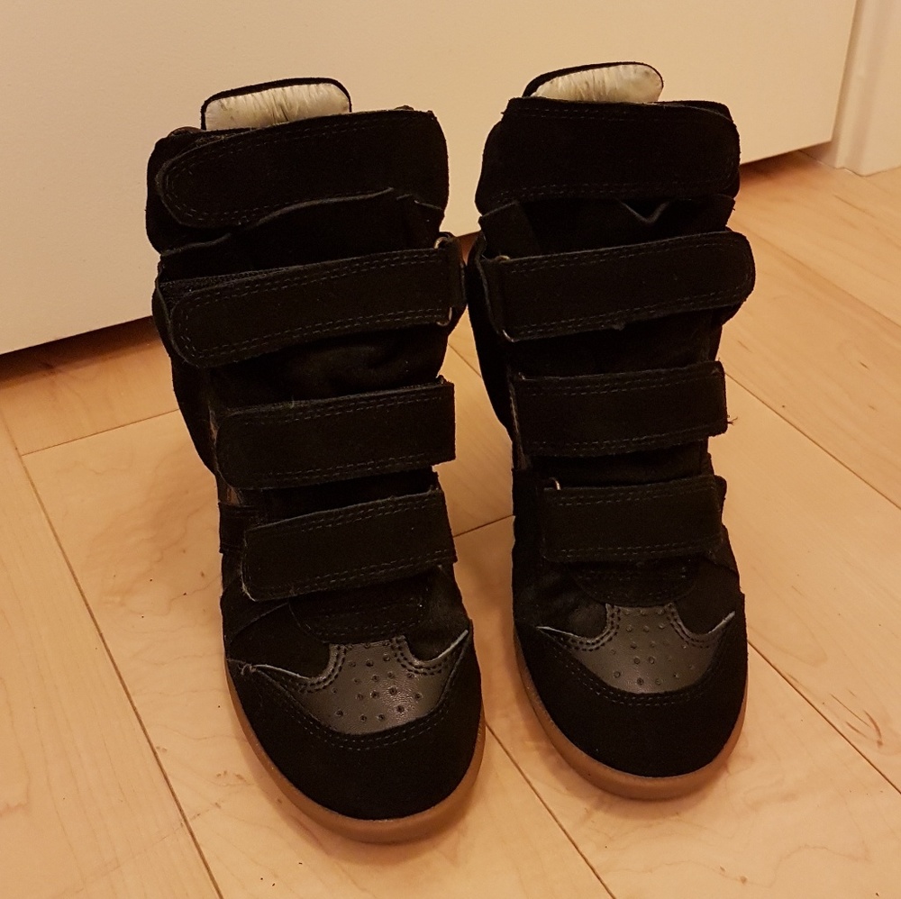Isabel Marant Black Bekette Wedge Sneakers